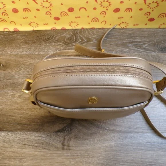 ETIENNE AIGNER NEW Women's Golden Leather Small Crossbody Purse 7"x7"x2.5" - Picture 6 of 15